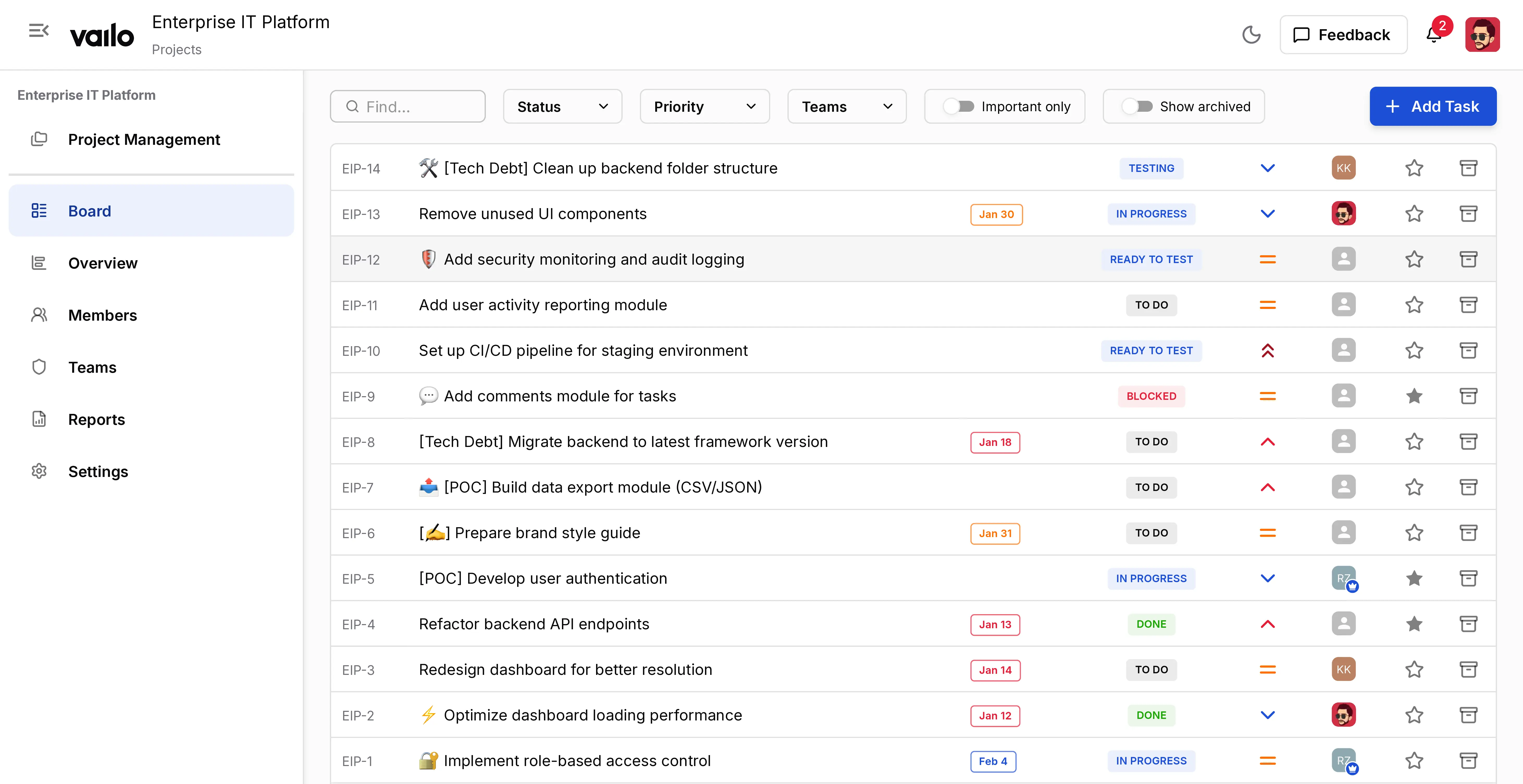 Vailo Dashboard Preview